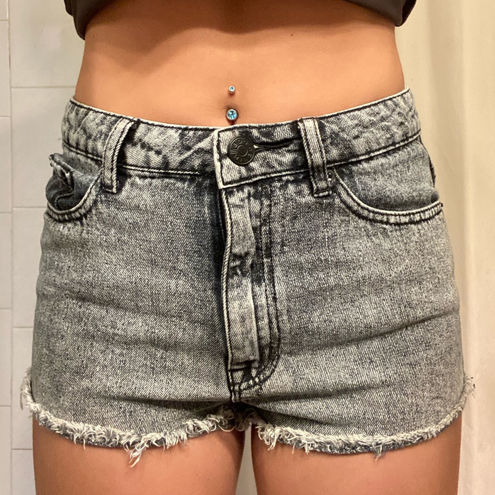 BDG black acid wash jean shorts
